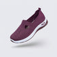 Lightweight breathable summer shoes for women with a cushioned arch-support sole, in cream and green