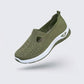Lightweight breathable summer shoes for women with a cushioned arch-support sole, in cream and green