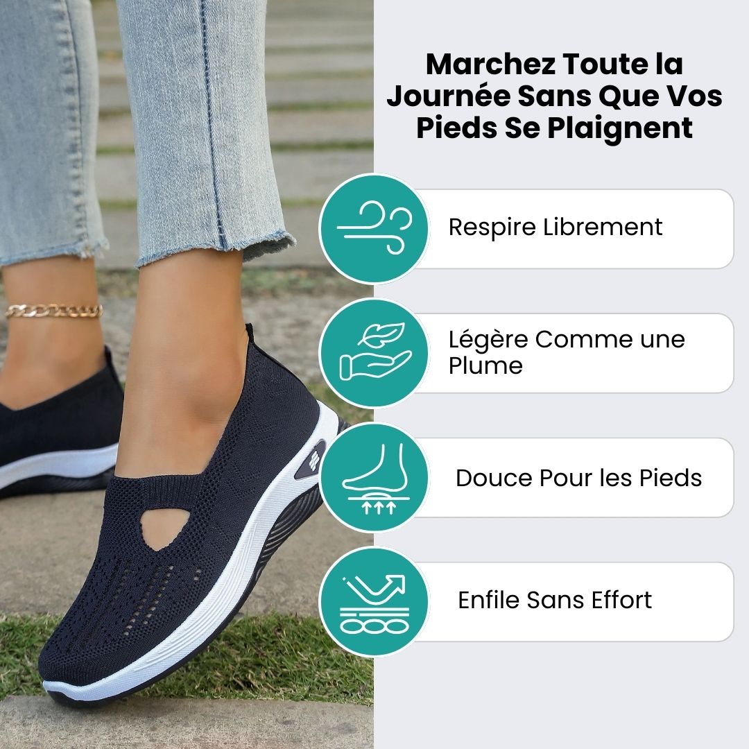 Lightweight breathable summer shoes for women with a cushioned arch-support sole, in cream and green