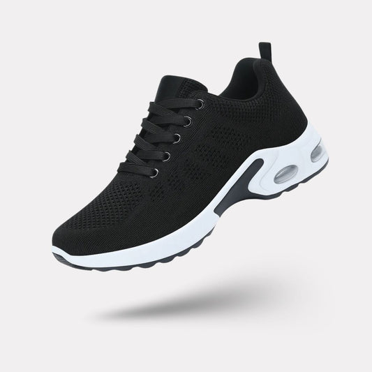 Women's orthopedic shoes for sensitive feet with a soft wide toe box, in black, white and pink