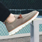 Gray casual orthopedic shoes for men with a lace-up front and thick cushioned sole