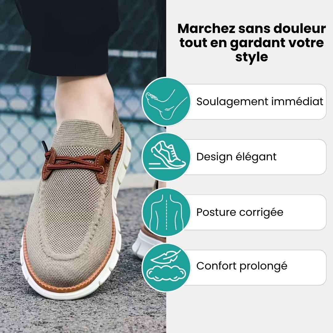 Gray casual orthopedic shoes for men with a lace-up front and thick cushioned sole