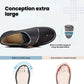 Black wide orthopedic shoes with hook-and-loop straps across the instep