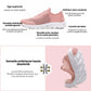 Breathable orthopedic shoes with a knit mesh upper, in black, white and pink