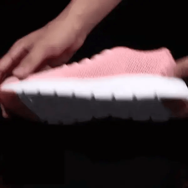 Breathable orthopedic shoes with a knit mesh upper, in black, white and pink