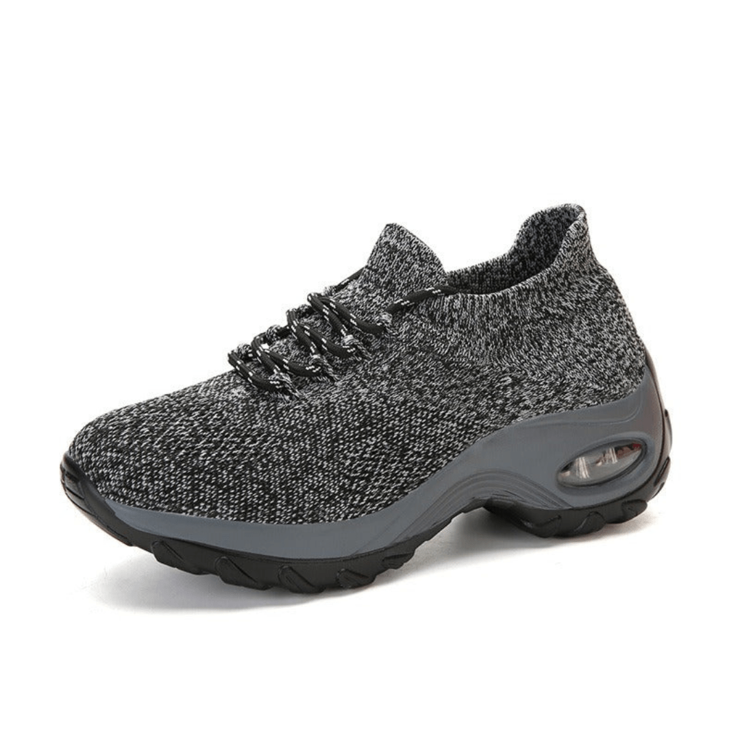 Women's orthopedic comfort shoes with a cushioned midsole, in black, white, gray and pink