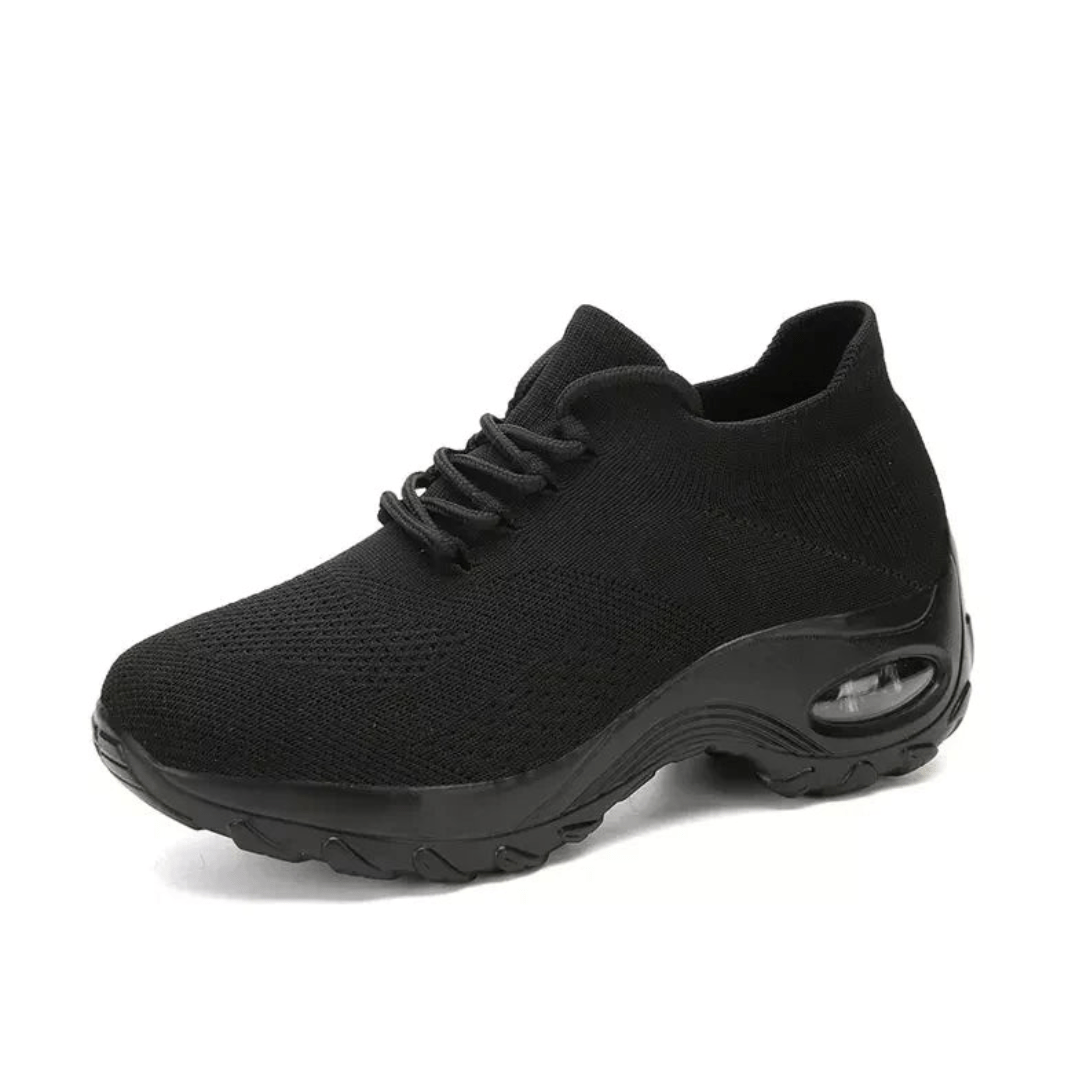 Women's orthopedic comfort shoes with a cushioned midsole, in black, white, gray and pink