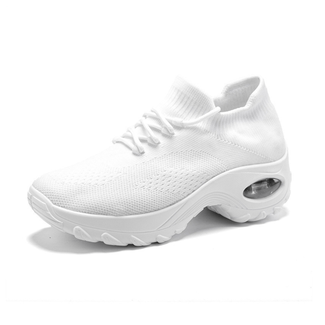 Women's orthopedic comfort shoes with a cushioned midsole, in black, white, gray and pink
