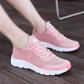 Breathable orthopedic shoes with a knit mesh upper, in black, white and pink