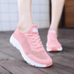 Breathable orthopedic shoes with a knit mesh upper, in black, white and pink