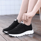 Breathable orthopedic shoes with a knit mesh upper, in black, white and pink