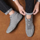 Leather high-top orthopedic shoes covering the ankle, in brown, white, gray, black and khaki