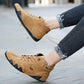 Leather high-top orthopedic shoes covering the ankle, in brown, white, gray, black and khaki