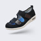 Open orthopedic summer shoes with a cushioned footbed, in beige, black, gray and blue