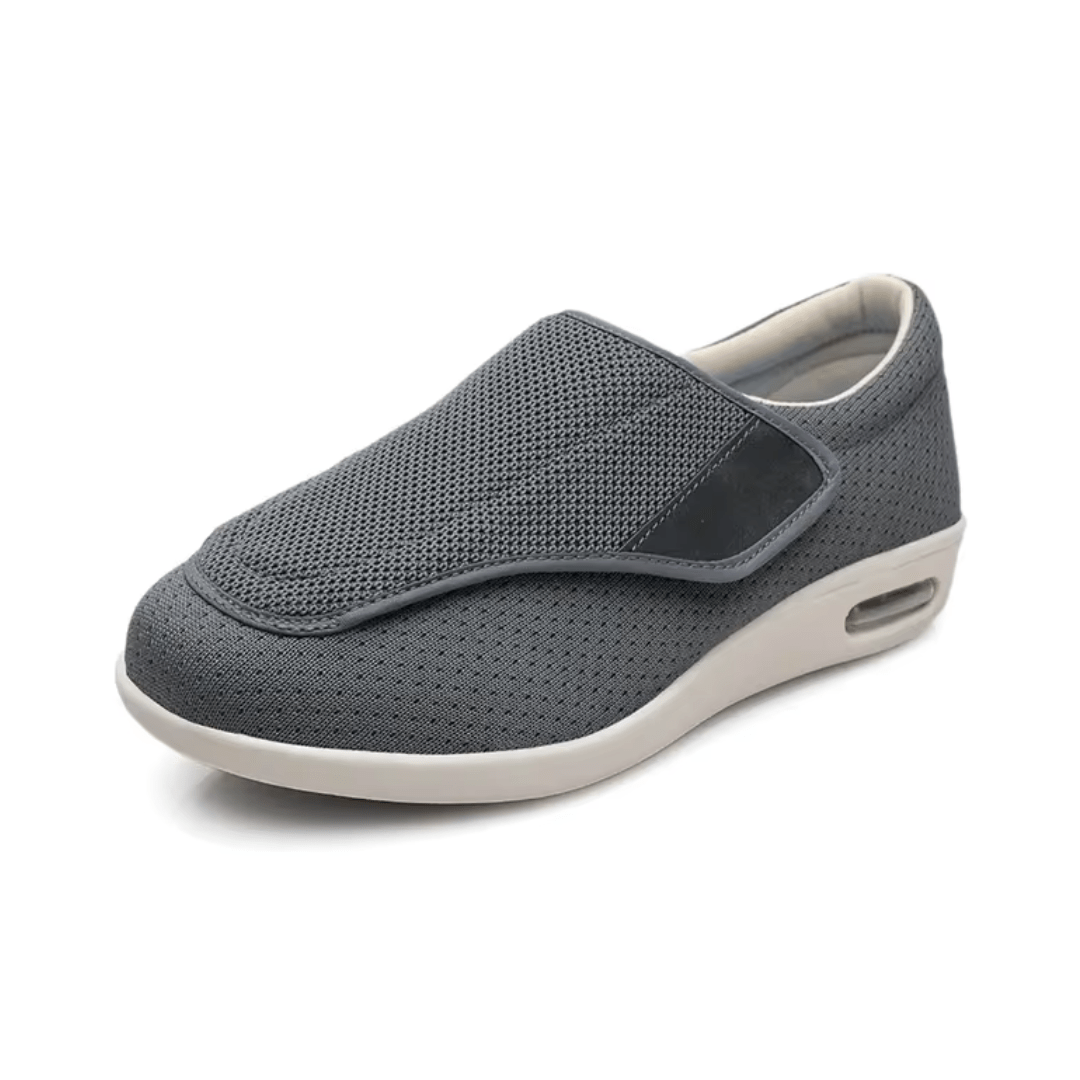 Wide fit orthopedic shoes for sensitive feet, in beige, light blue melange, dark blue and gray