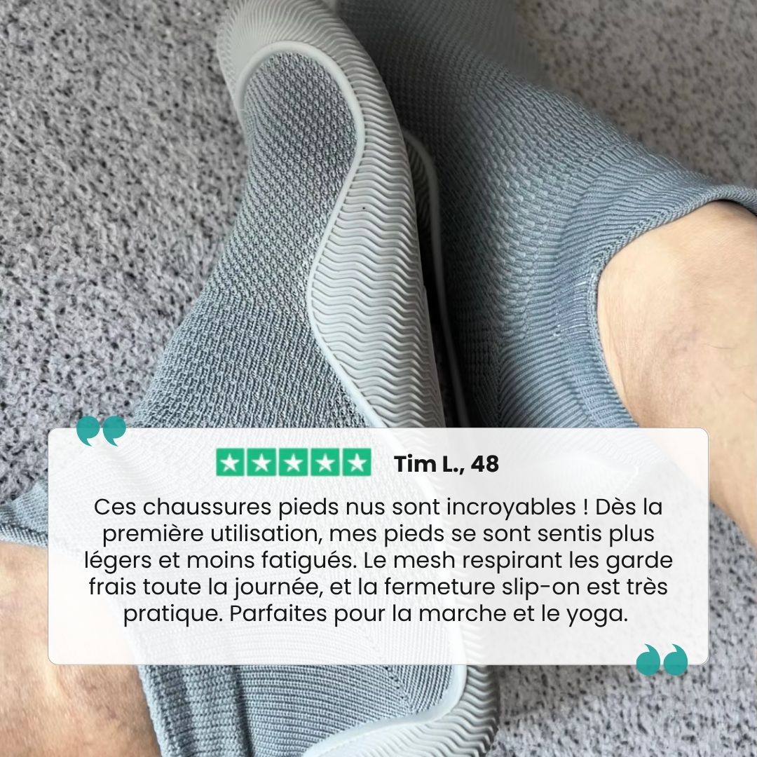 Soft barefoot style orthopedic shoes with a thin flexible sole, in gray, black, white or purple