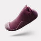 Soft barefoot style orthopedic shoes with a thin flexible sole, in gray, black, white or purple