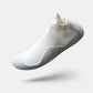 Soft barefoot style orthopedic shoes with a thin flexible sole, in gray, black, white or purple