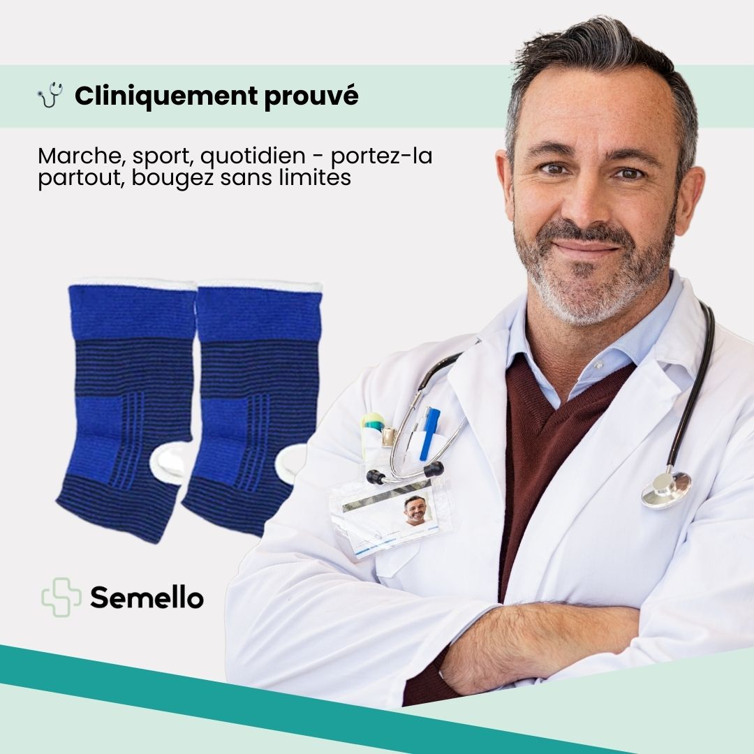 Elastic compression sleeve pulled on around the ankle for graduated support