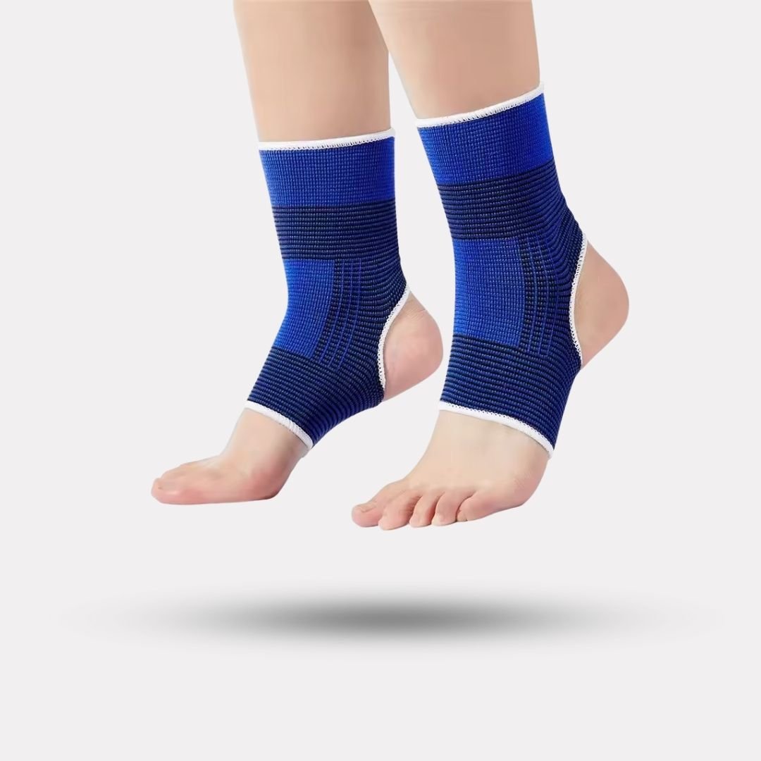Elastic compression sleeve pulled on around the ankle for graduated support