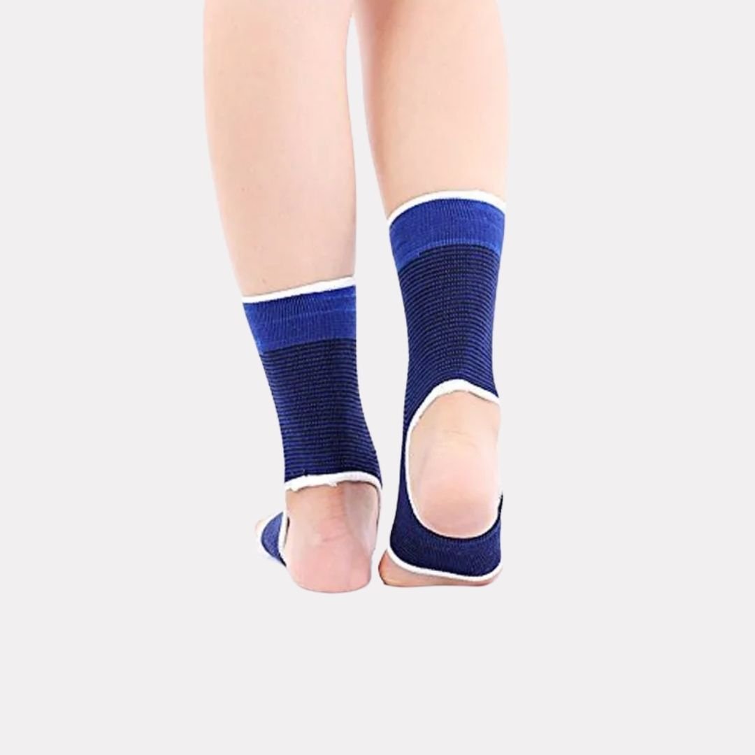 Elastic compression sleeve pulled on around the ankle for graduated support