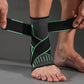 Compression ankle brace in green or gray, sleeved over the arch and the ankle