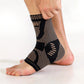 Copper infused compression sleeve pulled on around the ankle