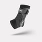 Elastic orthopedic brace with adjustable straps wrapped around the ankle