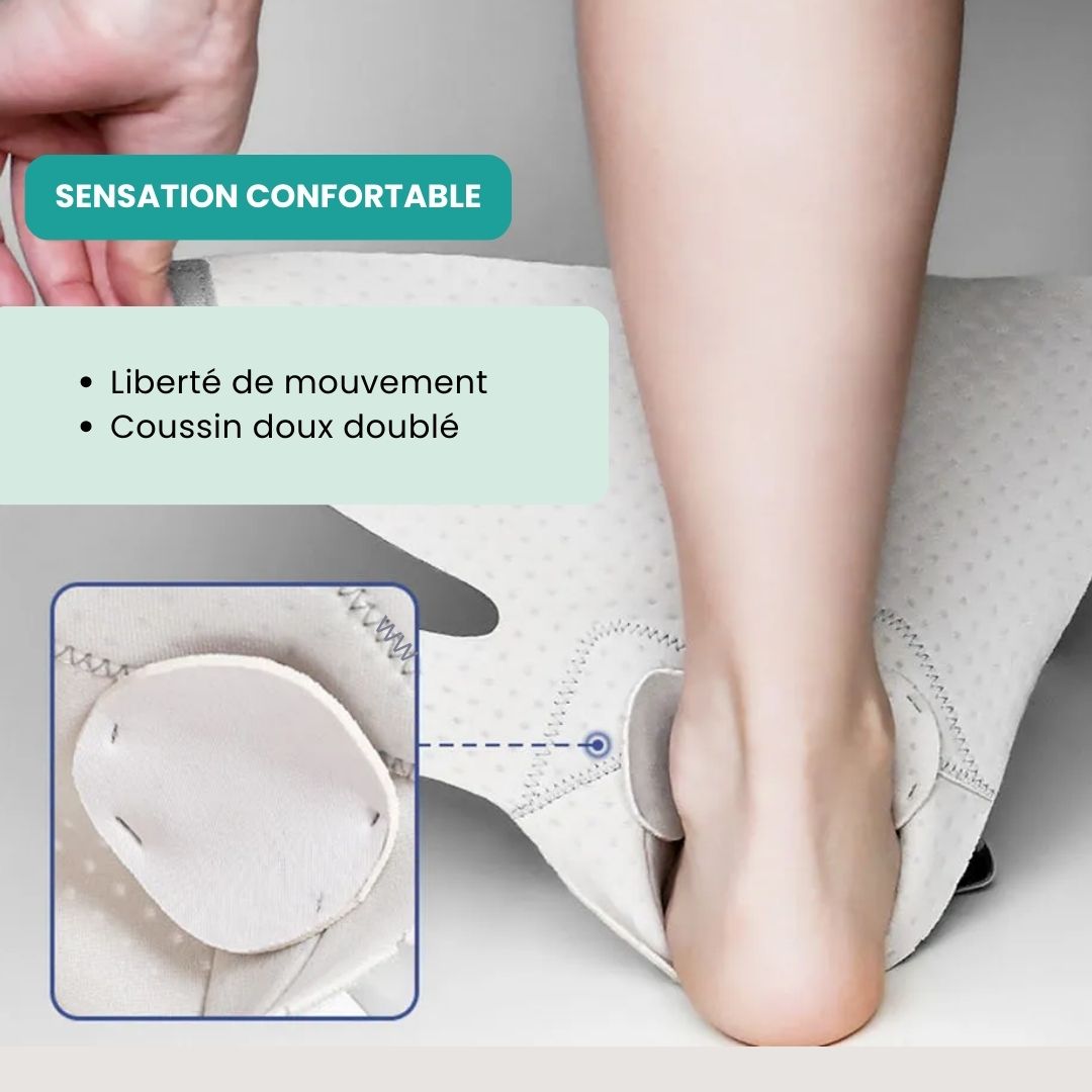 Elastic orthopedic brace with adjustable straps wrapped around the ankle