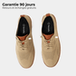 Brown wide orthopedic shoes with a roomy rounded toe and a padded collar