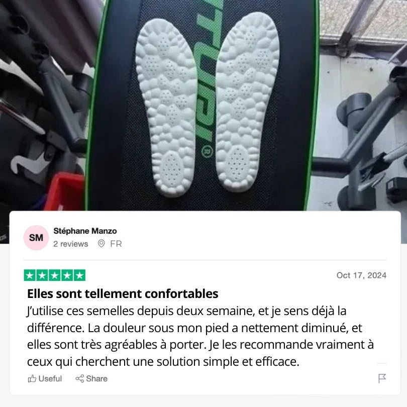 Pair of orthopedic insoles with layered cushioning under the heel and arch