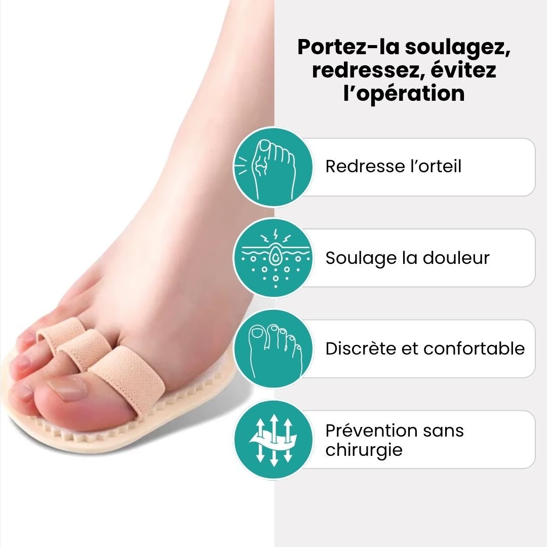 Claw toe corrector with toe loops and a cushion resting under the ball of the foot