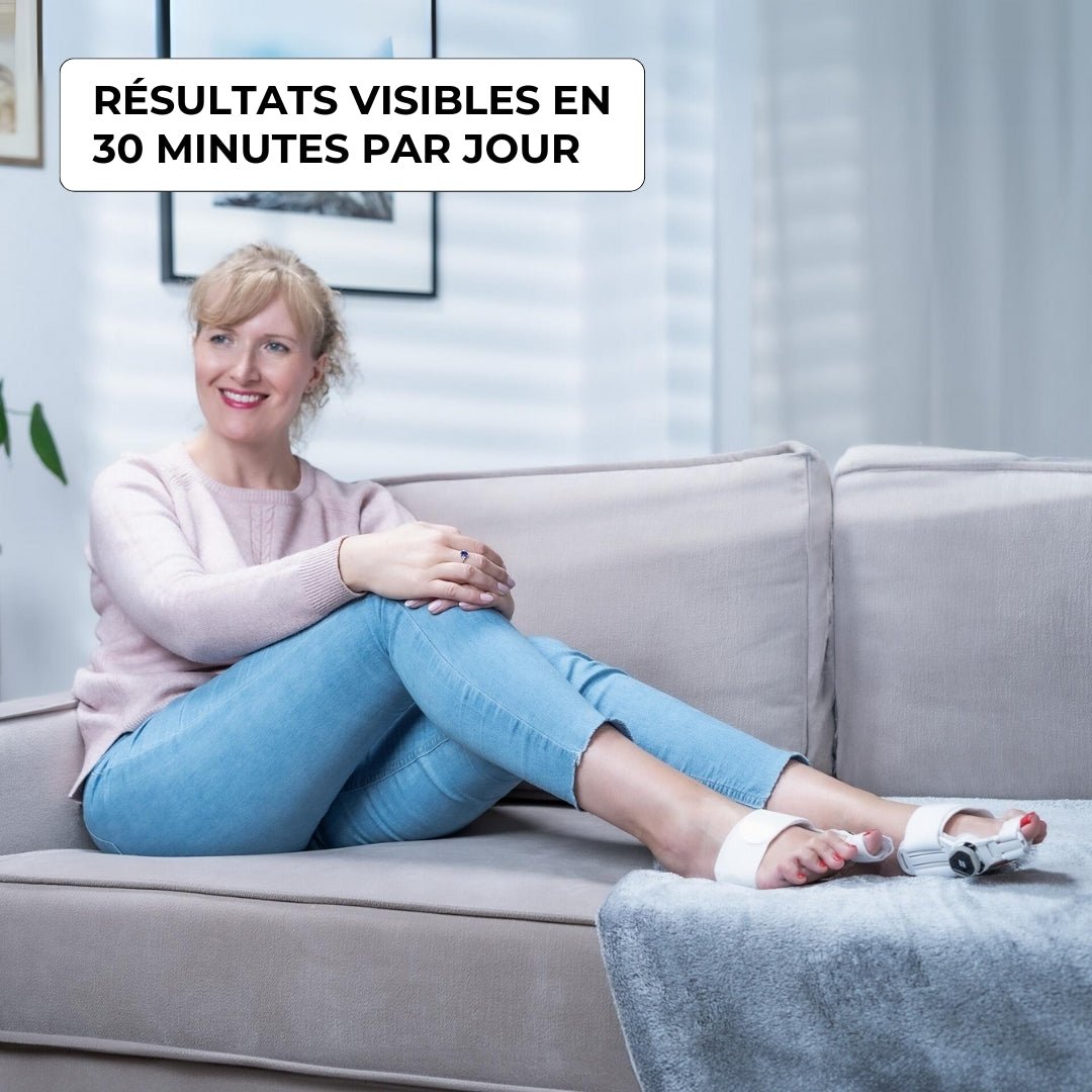 Bunion corrector worn over the big toe joint to draw the toe back into line