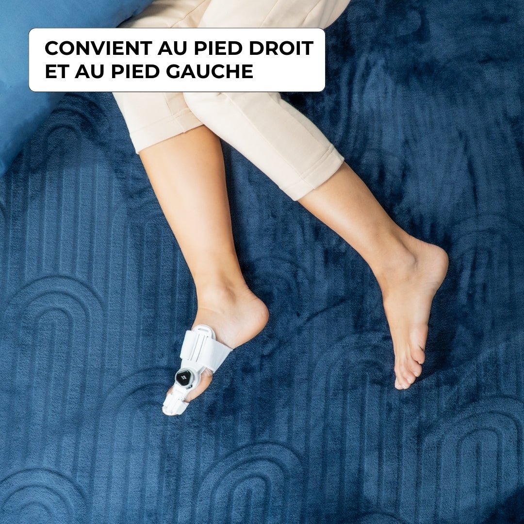 Bunion corrector worn over the big toe joint to draw the toe back into line