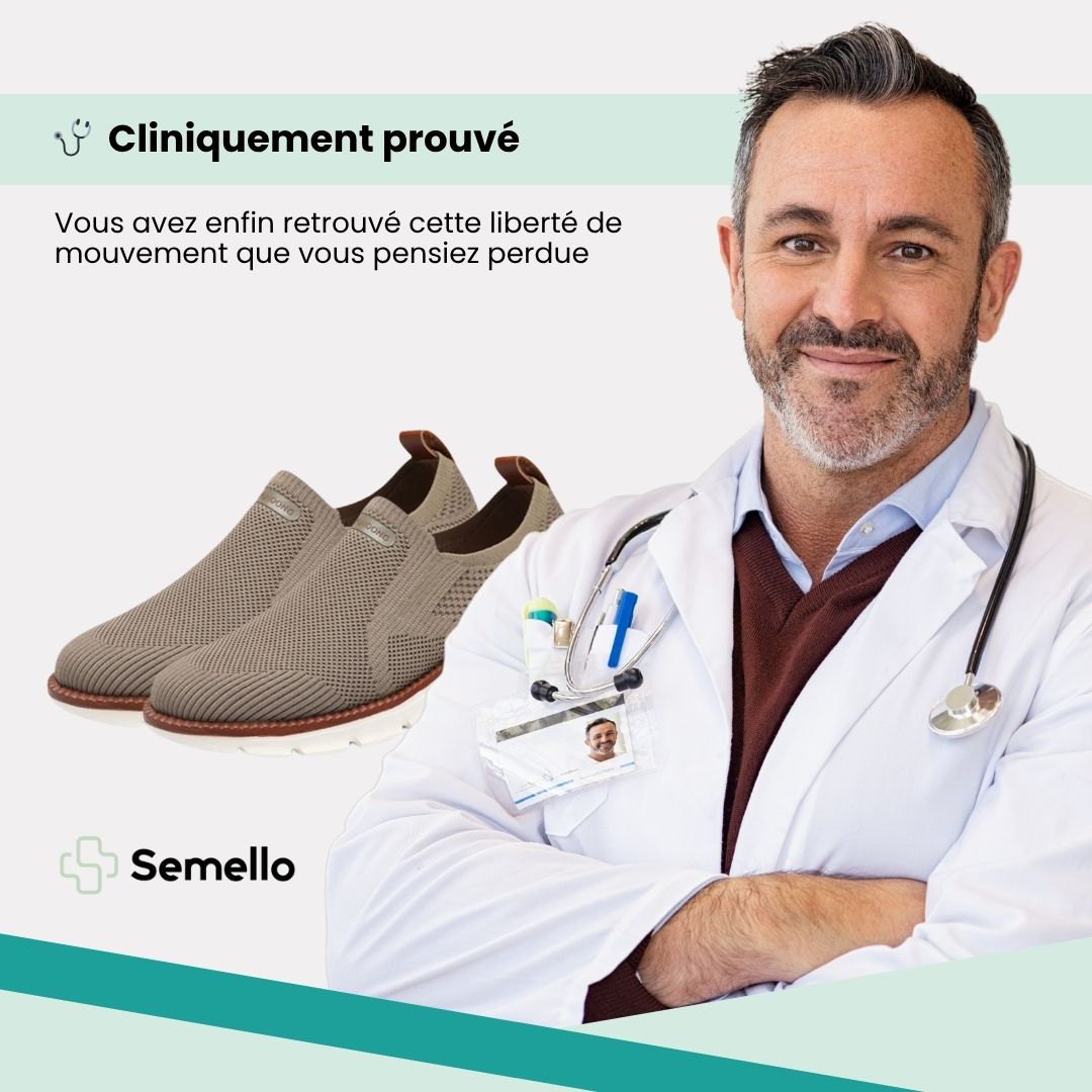 Men's relaxed-fit orthopedic shoes in caramel, black and white with a wide toe box