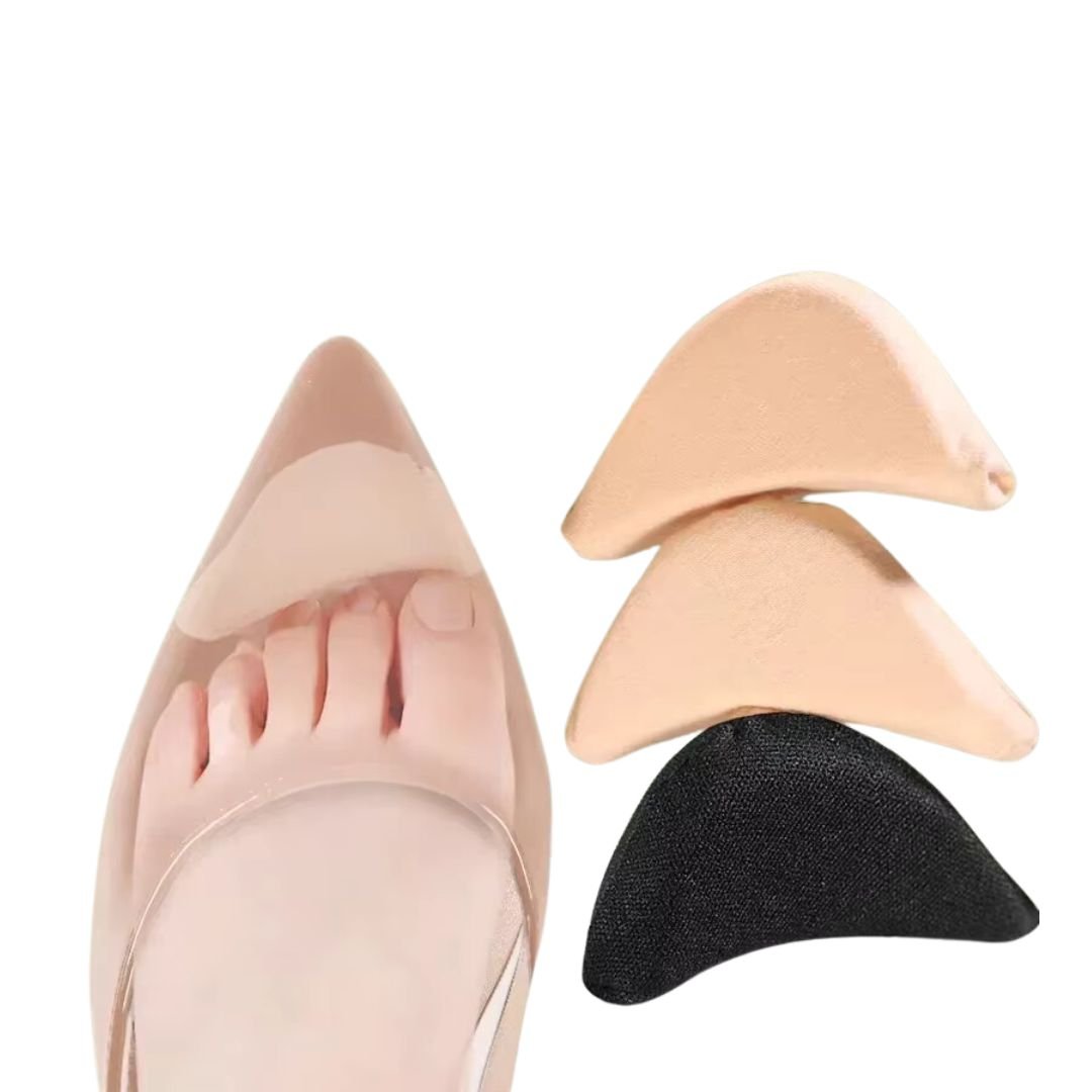 Cushions in nude and black placed under the forefoot inside high heels