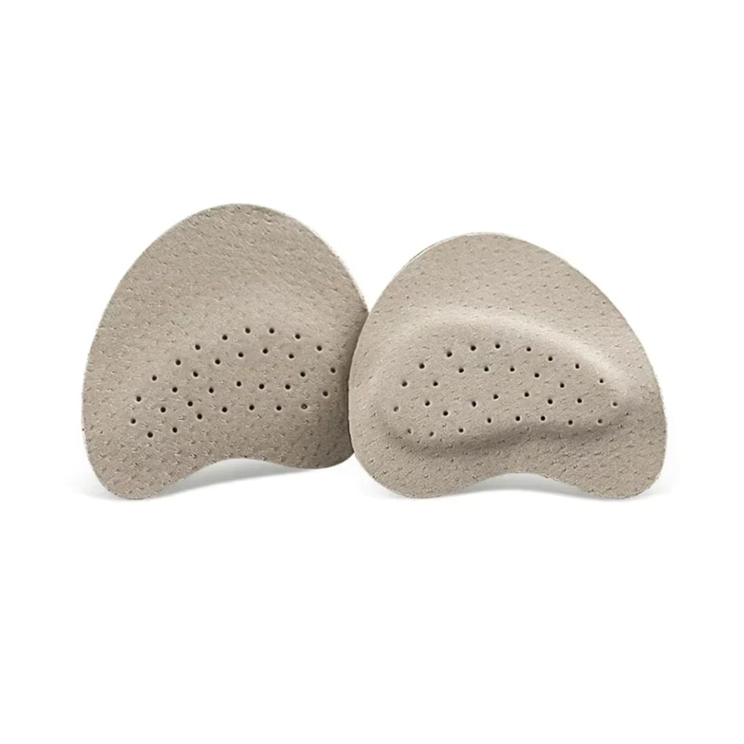 Thin forefoot cushions that sit under the ball of the foot to pad a high heel