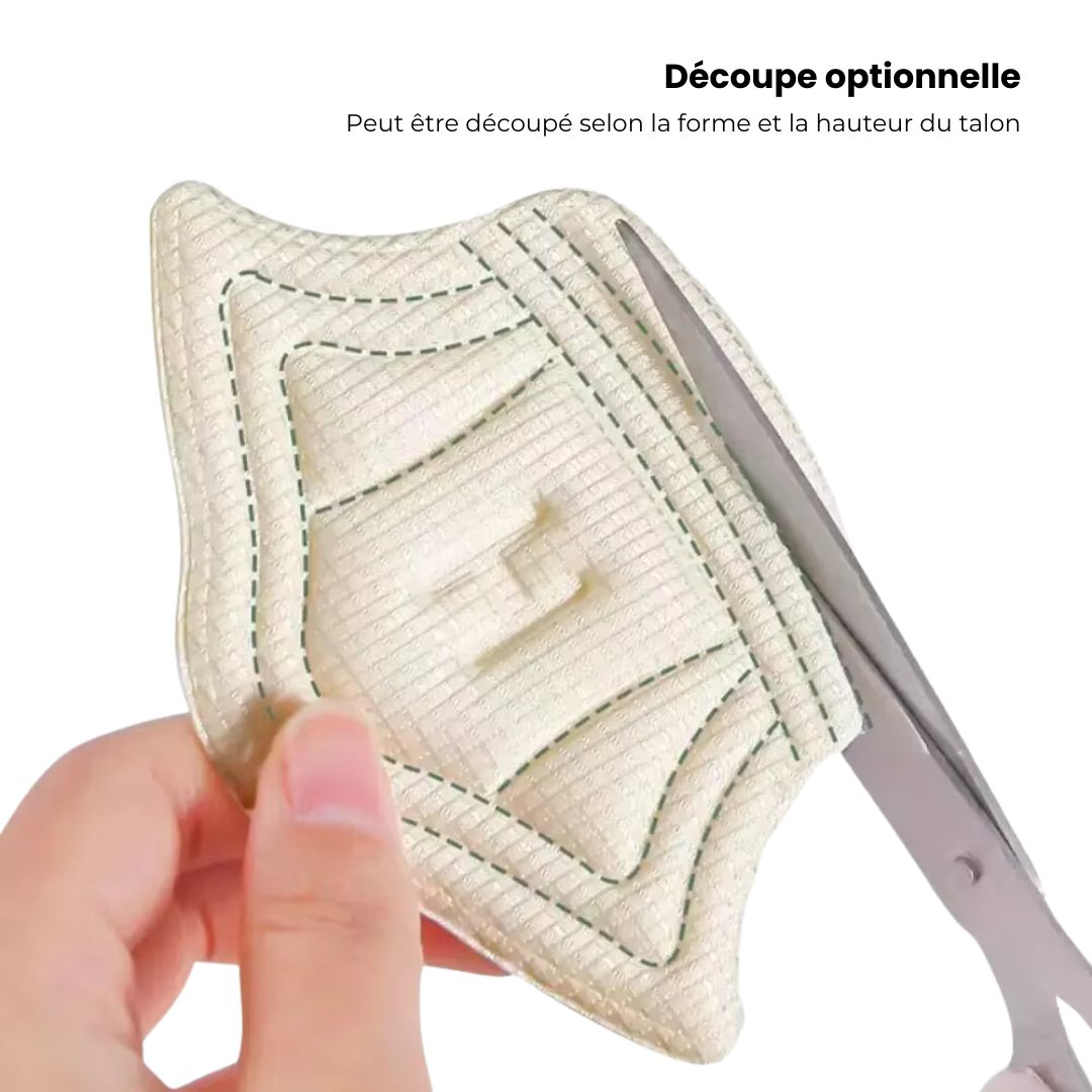 Clear adhesive anti-friction pads trimmed to fit the back of the heel