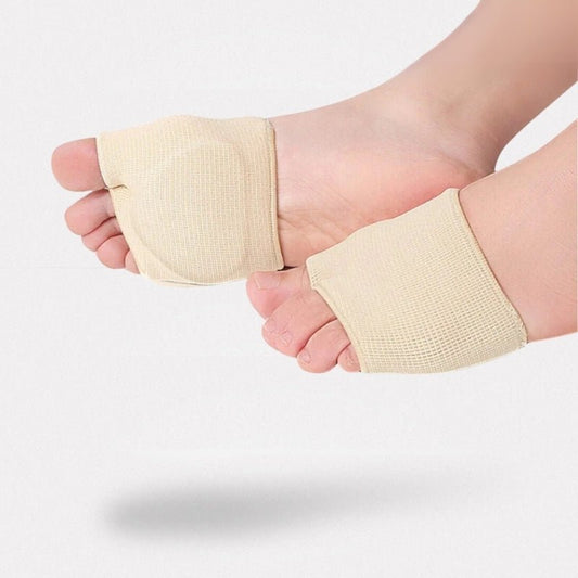 Washable gel pads that sit under the ball of the foot to relieve metatarsal pressure