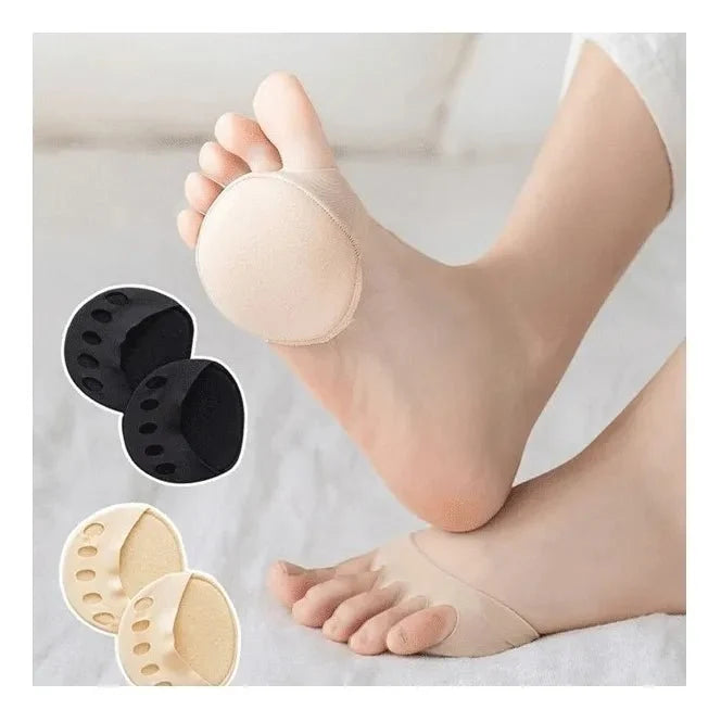 Gel metatarsal pads that stick under the ball of the foot inside high heels