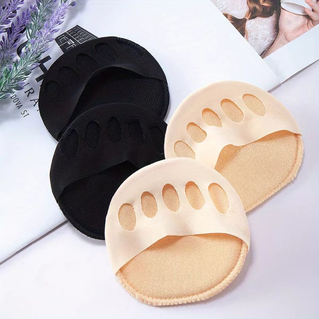 Gel metatarsal pads that stick under the ball of the foot inside high heels