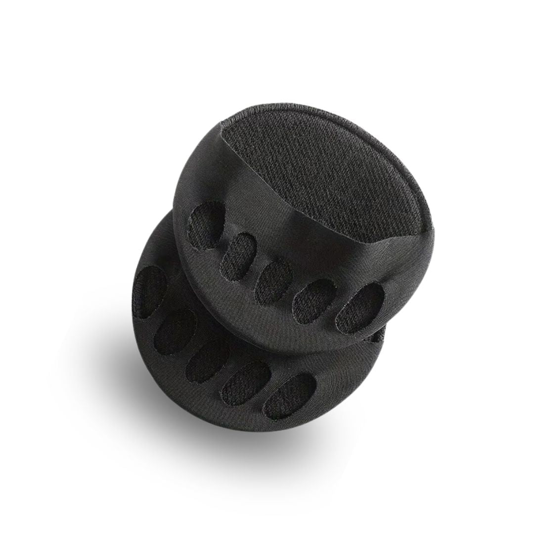 Gel metatarsal pads that stick under the ball of the foot inside high heels