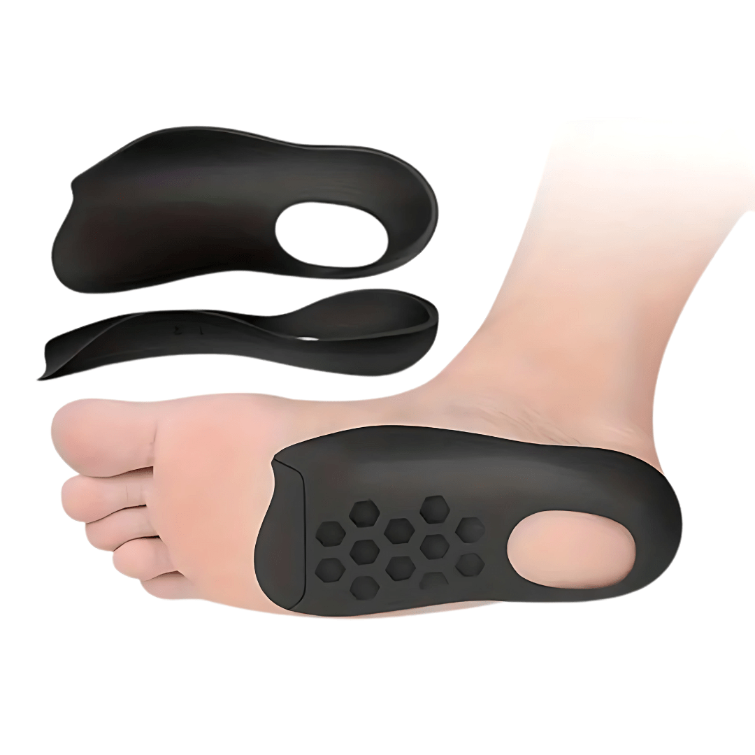 Half insoles with a raised arch that sit under the midfoot for flat feet