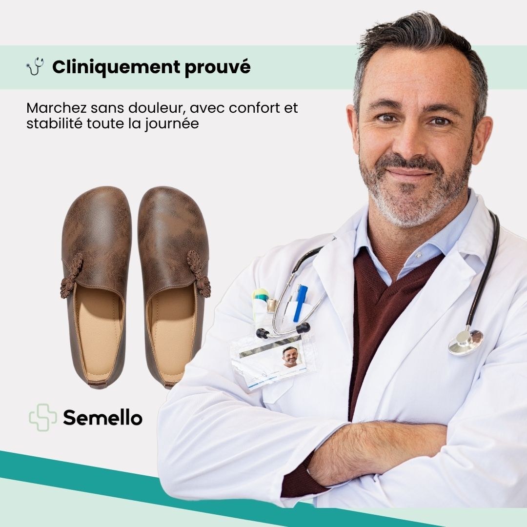 Caramel leather shoes with a wide toe box and a cushioned orthopedic insole