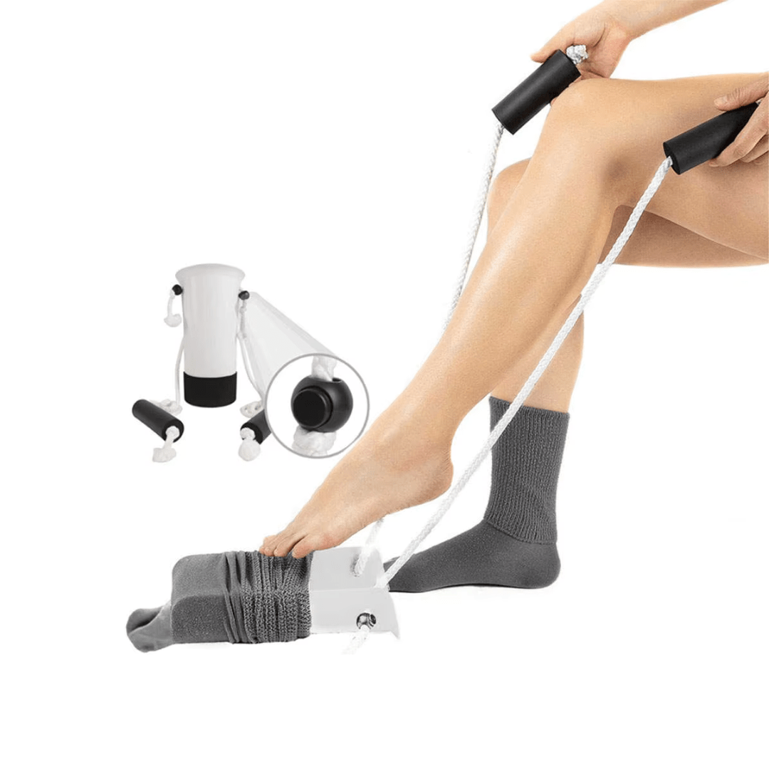 Stocking donner frame that holds a compression stocking open for the foot