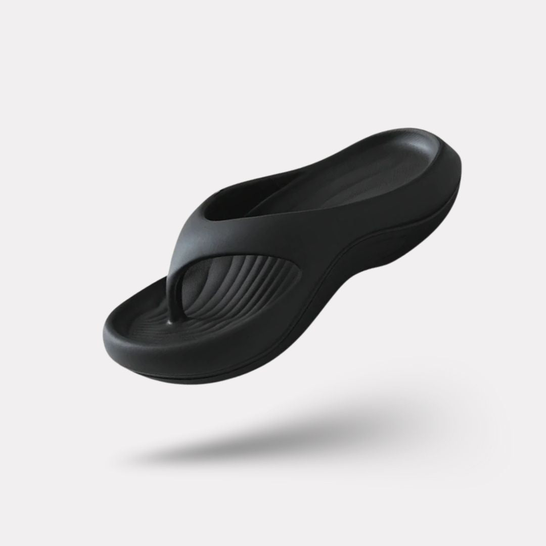 Women's orthopedic sandals with wide straps and a contoured cushioned footbed