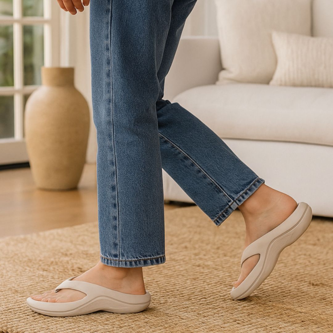 Women's orthopedic sandals with wide straps and a contoured cushioned footbed