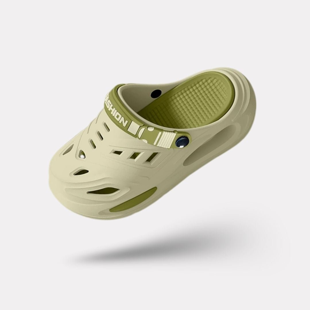 Breathable slip-on sandals with orthopedic insoles and non-slip soles, in white, black and khaki