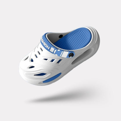 Breathable slip-on sandals with orthopedic insoles and non-slip soles, in white, black and khaki