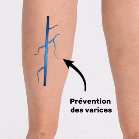Two-tone 20-30 mmHg compression socks worn up the calf, in black, pink, blue and light blue